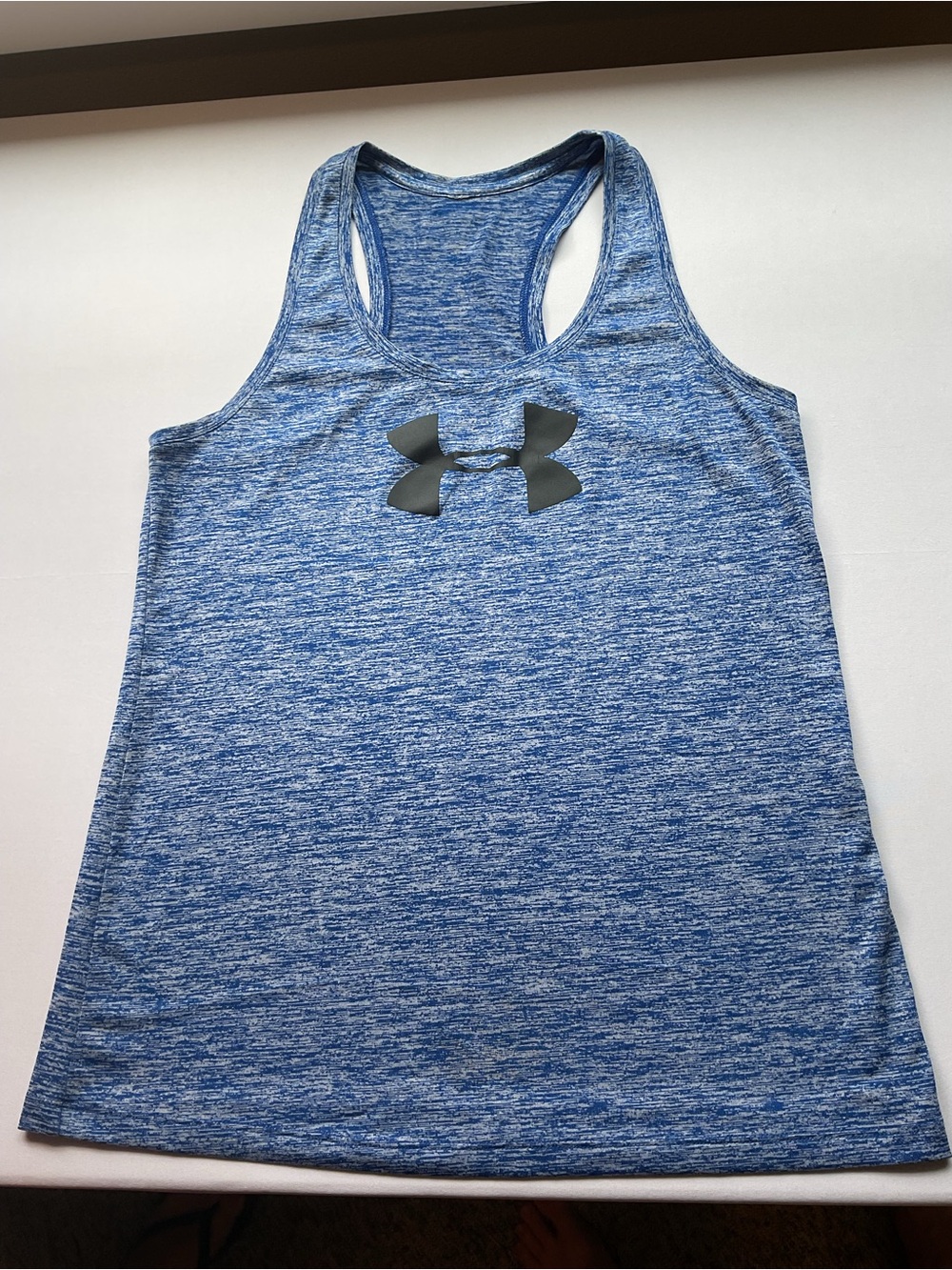 Under Armour Blue Heather Racerback Performance Tank with Black Logo
